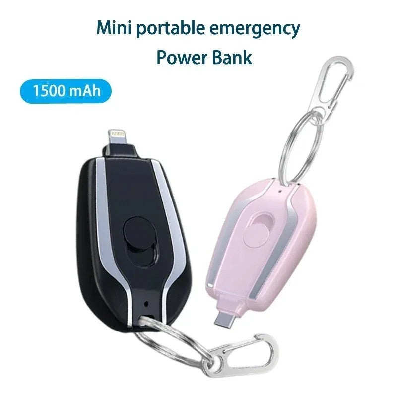 Mini Carregador de Chaveiro 1500mAh — Compacto e com Carga Rápida