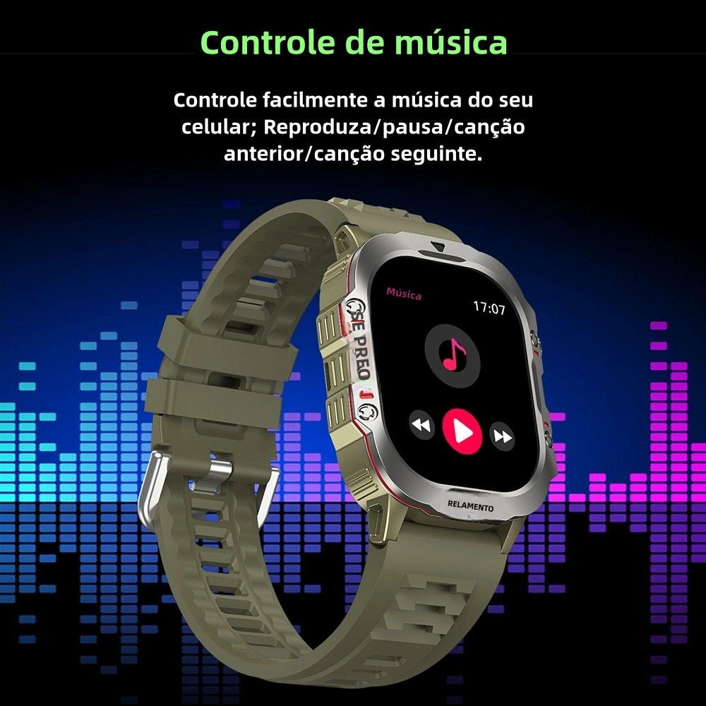 Smartwatch Masculino 2.01” — Fitness, Monitor de Saúde e Chamada via Bluetooth