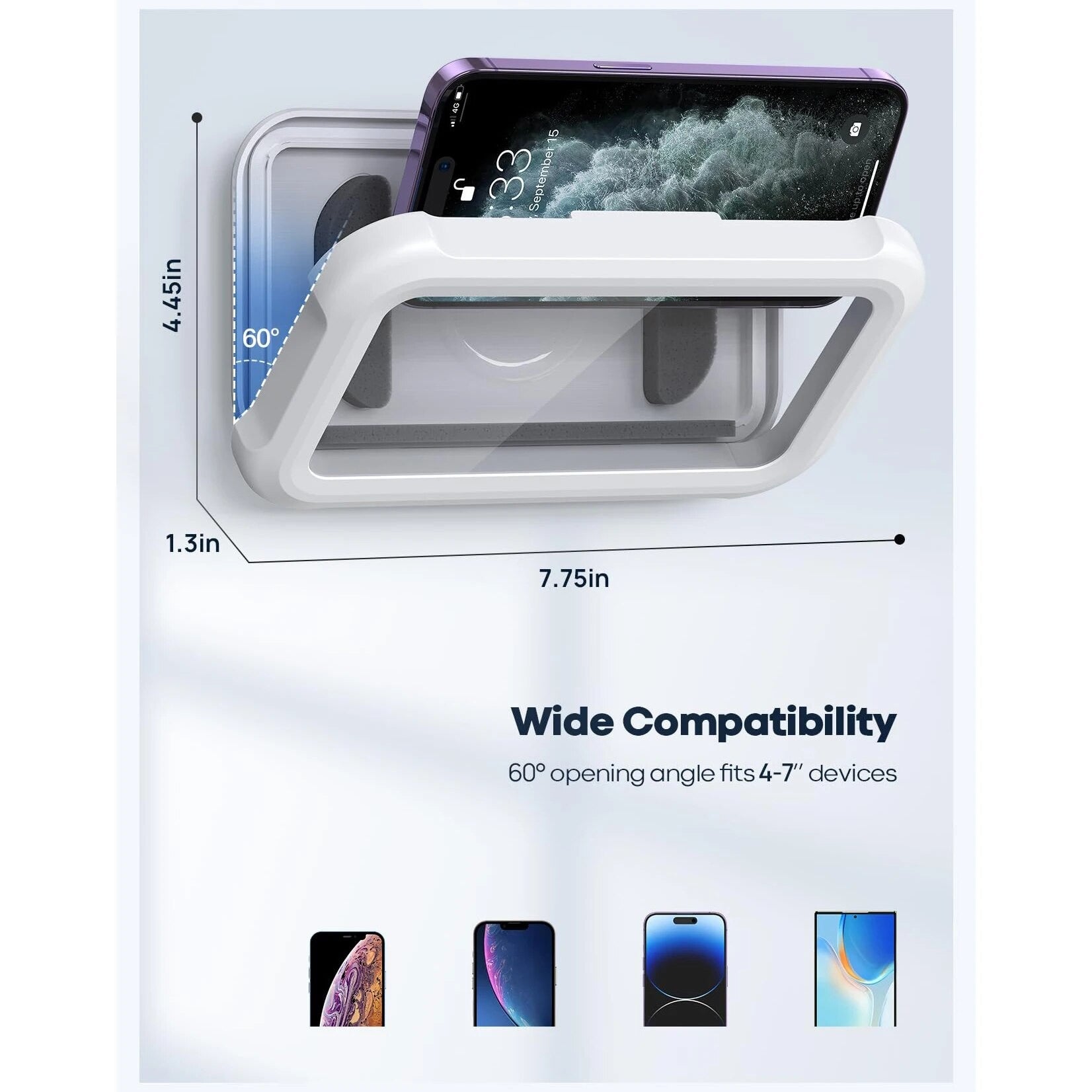 Suporte Giratório de Telefone Para Chuveiro de 480° com tela sensível ao toque