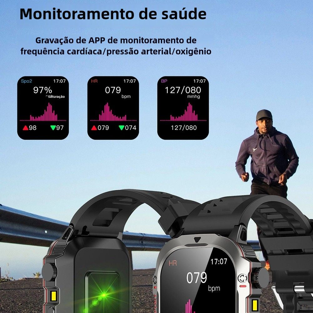 Smartwatch Masculino 2.01” — Fitness, Monitor de Saúde e Chamada via Bluetooth