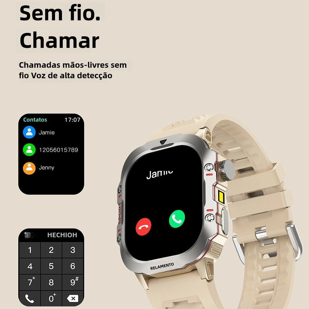 Smartwatch Masculino 2.01” — Fitness, Monitor de Saúde e Chamada via Bluetooth