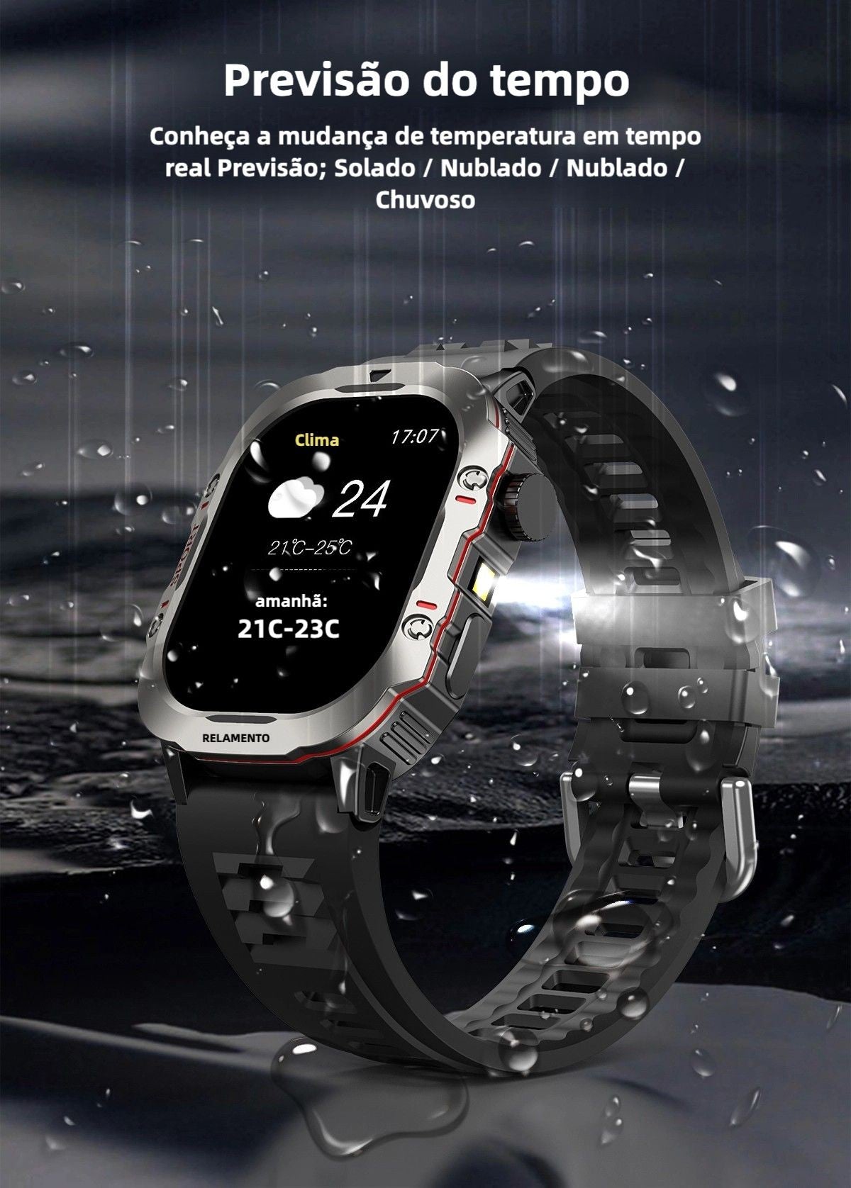 Smartwatch Masculino 2.01” — Fitness, Monitor de Saúde e Chamada via Bluetooth