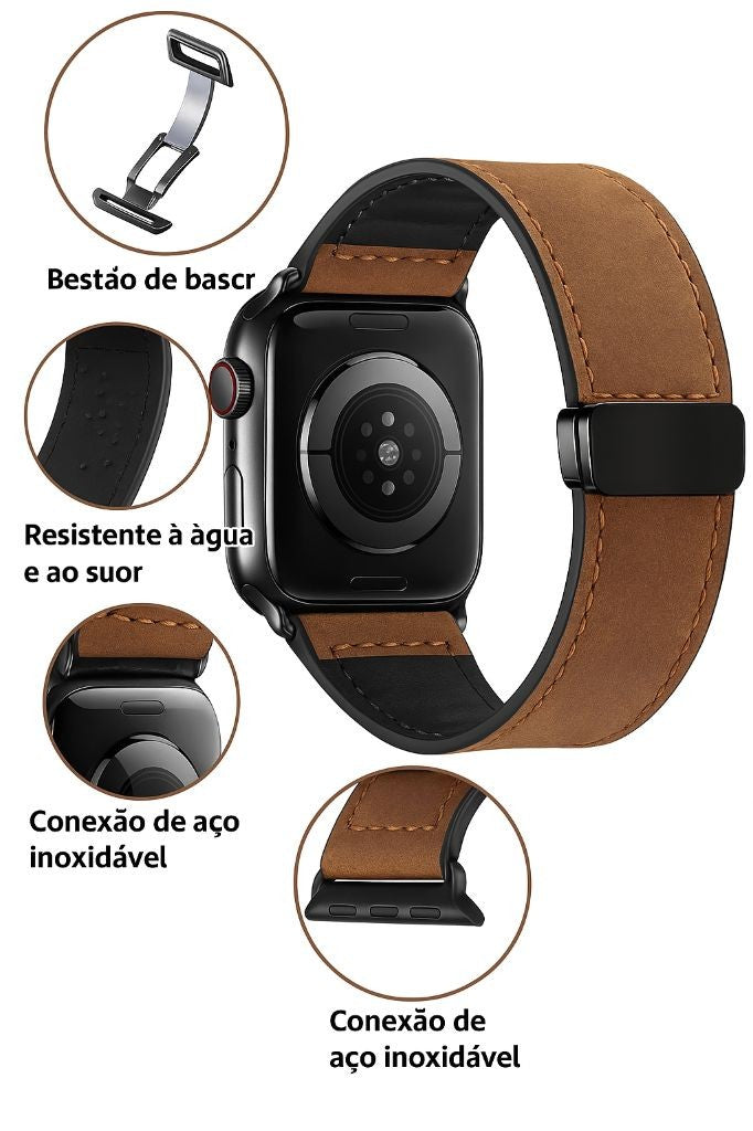 Pulseira de Couro para Apple Watch Série 10
