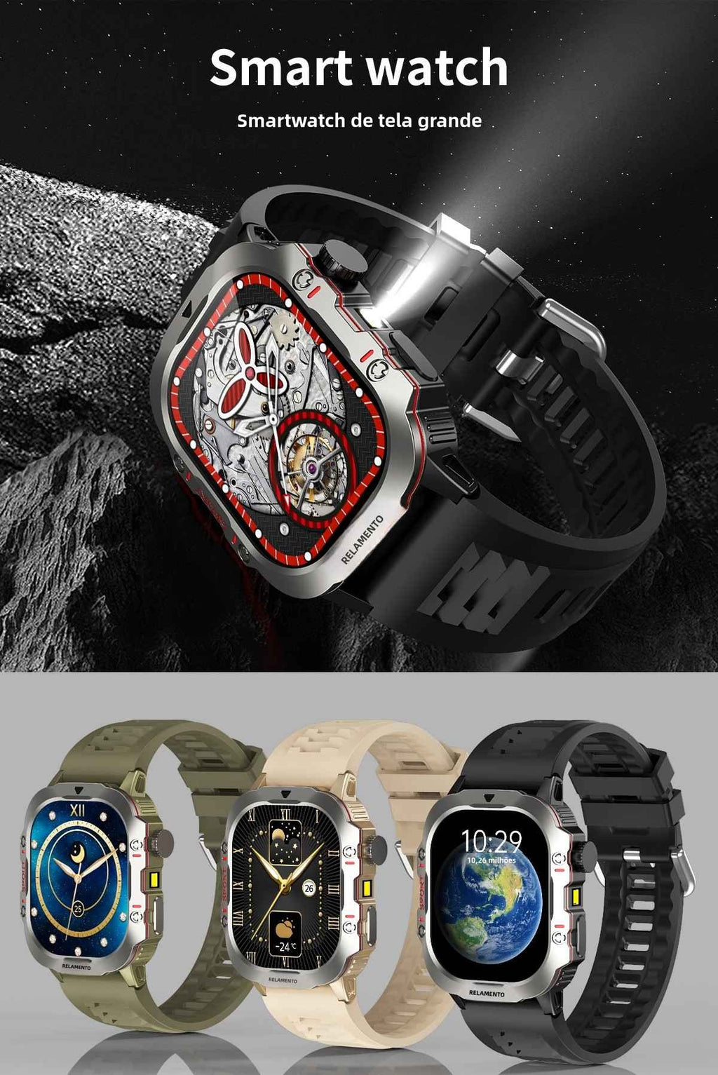 Smartwatch Masculino 2.01” — Fitness, Monitor de Saúde e Chamada via Bluetooth