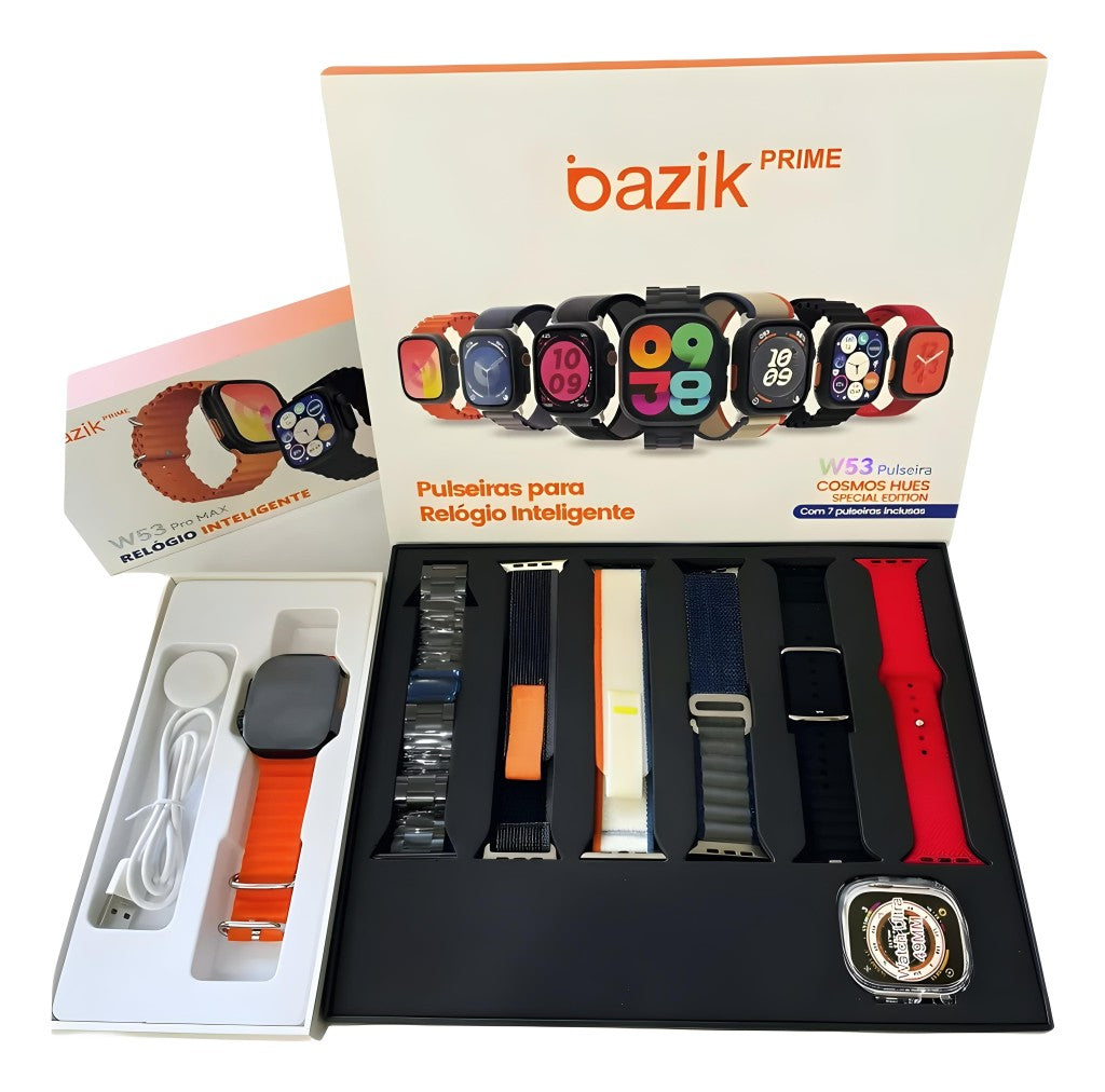 Smartwatch W68 Pro Max — NFC Integrado e Kit com 7 Pulseiras